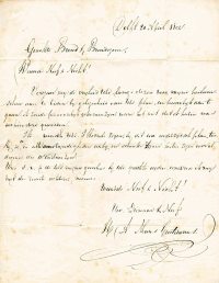 Brief van A. MG uit Delft aan (neef) van Stolk in Rotterdam (1852-04-20)